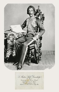 Portret Radena Saleha i jego wizytówki, ok. 1850-70 (zdjęcie i rycina bw)