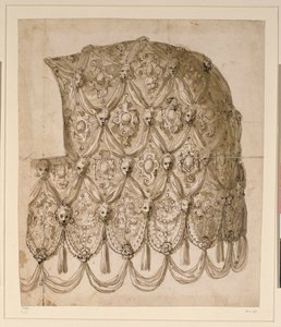 Koń caparison (pióro i atrament na papierze) autorstwa Inigo Jones