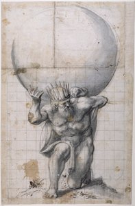 Atlas: tylna migawka lub scena ulgi (pióro i atrament na papierze)