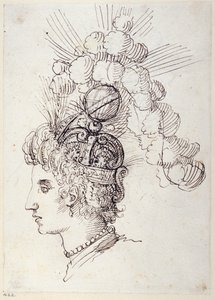 Bel-Anna, Królowa Morza, c.1609 (pióro i atrament na papierze) autorstwa Inigo Jones