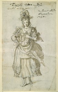 Camilla, ok.1609 (pióro i atrament na papierze) autorstwa Inigo Jones
