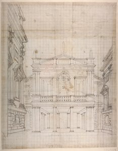 Pałac Kupidynów, c.1619-23 (pióro i atrament na papierze) autorstwa Inigo Jones