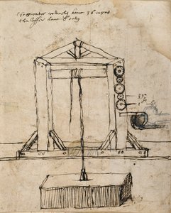 Schemat muru podnoszącego koło pasowe (pióro i atrament na papierze) autorstwa Inigo Jones