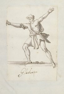 Gladiator (pióro i atrament na papierze) autorstwa Inigo Jones