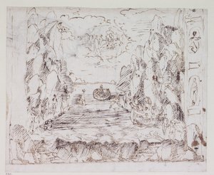 Triumf miłości przez Callopis, szkic do sceny II: Morski triumf autorstwa Inigo Jones