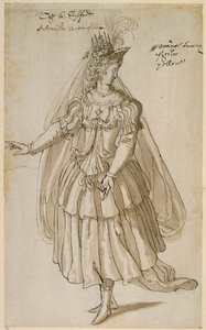 Królowa Artemizja, ok. 1609 (pióro i atrament na papierze) autorstwa Inigo Jones