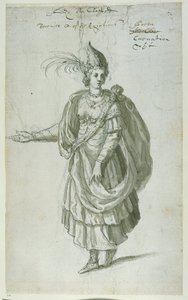Królowa Egiptu Berenice (pióro i atrament na papierze) autorstwa Inigo Jones