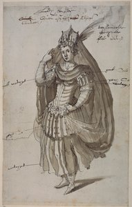 Królowa Candace, c.1609 (pióro i atrament na papierze) autorstwa Inigo Jones