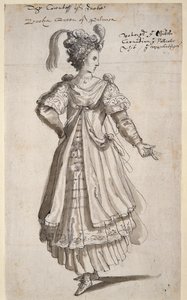 Królowa Zenobia, c.1609 (pióro i atrament na papierze) autorstwa Inigo Jones