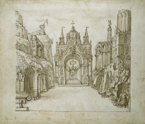 Portyk św. Jerzego, ok. 1610 (pióro i atrament na papierze) autorstwa Inigo Jones