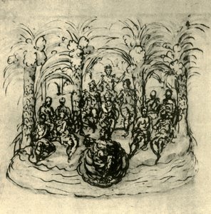 „Rydwan morski z królową i maskami”, ok. 1635, 1942 r. autorstwa Inigo Jones