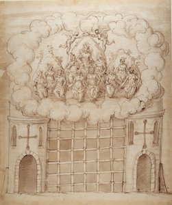 The Release of the Daughters of the Morn, c.1611 (pióro i atrament na papierze) autorstwa Inigo Jones