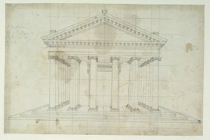 Druga Świątynia Diany, ok. 1635 (pióro i atrament na papierze) autorstwa Inigo Jones
