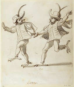 Dwie sługusy (pióro i atrament na papierze) autorstwa Inigo Jones