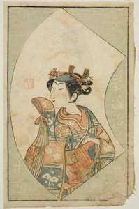 Aktor Arashi Hinaji, z "Księgi obrazkowej fanów sceny (Ehon butai ogi)" autorstwa Ippitsusai Bunchō
