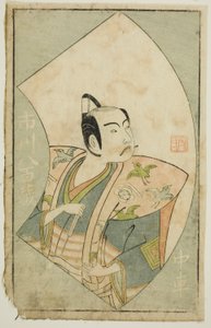 Aktor Ichikawa Yaozo II, z "Księgi obrazkowej fanów sceny (Ehon butai ogi)" autorstwa Ippitsusai Bunchō