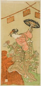 The Actor Iwai Hanshiro IV as Otatsu-gitsune in the Play Nue no Mori Ichiyo no Mato, Performed at the Nakamura Theater in the Eleventh Month, 1770 autorstwa Ippitsusai Bunchō
