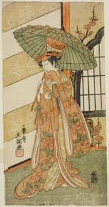 Aktor Onoe Tamizo I jako Nishikigi w sztuce Mutsu no Hana Ume no Kaomise, wystawionej w Teatrze Ichimura w jedenastym miesiącu 1769 autorstwa Ippitsusai Bunchō