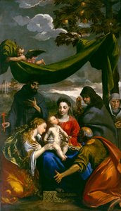 Dziewica i Dzieciątko ze św. Marią Magdaleną, Piotrem, Klarysą, Franciszkiem i przełożoną, ok. 1600