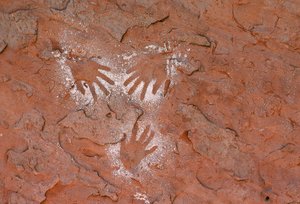 Starożytna sztuka naskalna anasazi, odcisk dłoni w Grand Gulch, Utah