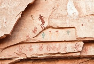 Sztuka naskalna Anasazi i innych wczesnych mieszkańców Czterech Kor... autorstwa Ira Block