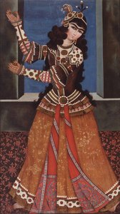 Tańcząca dziewczyna z kastanietami, początek XIX wieku. autorstwa Iranian Master