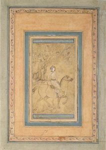 Jeździec w krajobrazie, połowa XVII wieku. autorstwa Iranian Master
