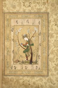 Młodość siedząca w rozwidleniu kwitnącego drzewa, 1560s autorstwa Iranian Master