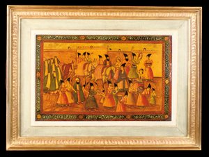 Jeden z pary malowanych paneli, Qajar Iran, 1850-75 autorstwa Iranian School