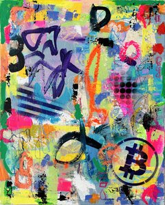 Żywe graffiti z motywem bitcoina autorstwa Irene Chua