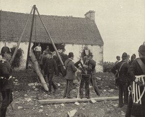 Scena eksmisji (zdjęcie czarno-białe) autorstwa Irish Photographer