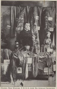 Gabriel Reid Maguire, irlandzki odkrywca, z jego afrykańską kolekcją autorstwa Irish Photographer