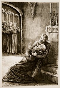 Śmierć św. Kolumby, z Trias Thaumaturga, czyli Trzech Cudownych Świętych Irlandii, autorstwa Mary Cusack (1829-99) wydanej ok. 1890 r. autorstwa Irish School
