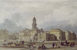 Szpital Rotunda, Dublin (litografia kolorowa) autorstwa Irish School