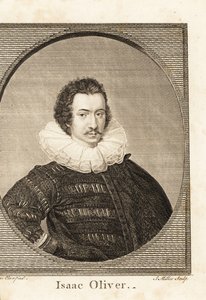 Portret Isaaca Olivera lub Isaaca Oliviera, urodzonego we Francji angielskiego miniaturowego malarza portretowego, około 1565-1617 autorstwa Isaac (after) Oliver