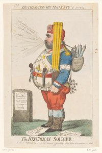 Spotprent op Charles James Fox, 1798 Żołnierz republikański! (tytuł na obiekcie) autorstwa Isaac Cruikshank
