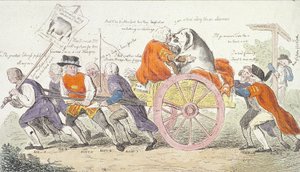 „Podróż wieprza korporacji do Smithfield w stile lub radnych przemienionych w ludzi z pokazów świń, 1790 autorstwa Isaac Cruikshank