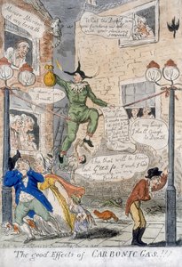 Dobre działanie gazu węglowego!, 1807 (ręcznie barwiony grawerunek) autorstwa Isaac Cruikshank