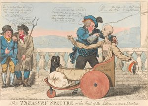 Das Schatzamt-Spektakel oder das Staatsoberhaupt in einer seltsamen Lage autorstwa Isaac Cruikshank