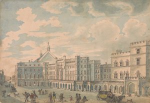 Widok na Izbę Lordów i Izbę Gmin ze Starego Dziedzińca Pałacowego autorstwa Isaac Cruikshank