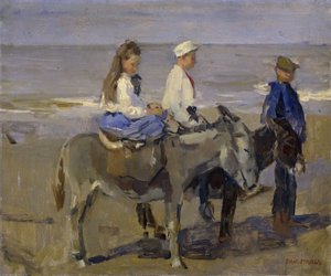 Chłopiec i dziewczynka na osłach autorstwa Isaac Israels