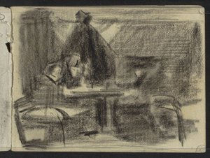 Postacie przy stole we wnętrzu autorstwa Isaac Israels