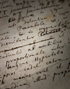 Dwie strony poprawek do Principia Mathematica autorstwa Isaac Newton