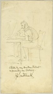 George Cruikshank robi akwafortę autorstwa Isaac Robert Cruikshank