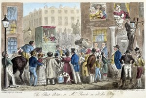 Guignol na ulicach Londynu - w „Angielskim szpiegu” C. Molloy Westmacott, il. autor: Robert Gruikshand, Sherwood, Londyn autorstwa Isaac Robert Cruikshank