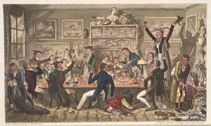 Oxford Transports lub University Exiles, z The English Spy, opublikowane w Londynie, 1824 (ręcznie kolorowane grawerowanie) autorstwa Isaac Robert Cruikshank