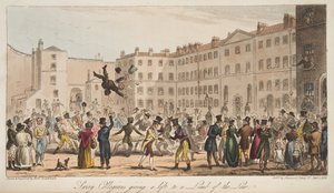 Surrey Collegiians podnoszący kończynę prawa, z The English Spy, opublikowanej w Londynie, 1824 autorstwa Isaac Robert Cruikshank