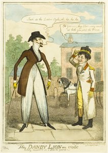 Egzotyczny lew Dandy odkryty niedawno na podwórku stajni autorstwa Isaac Robert Cruikshank