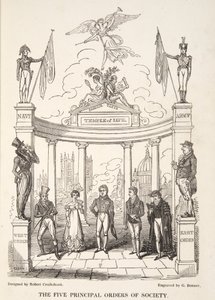 The Five Principal Orders of Society, The English Spy, wyd. 1824 (grawerowanie ręcznie kolorowane) autorstwa Isaac Robert Cruikshank