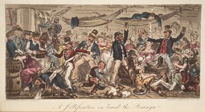 Powrót do portu, z The English Spy, wyd. 1824 (grawerowanie ręcznie kolorowane) autorstwa Isaac Robert Cruikshank